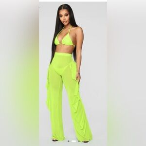 Sunshine See Through Cover Up Pant - Lime | Fashion Nova | NWT